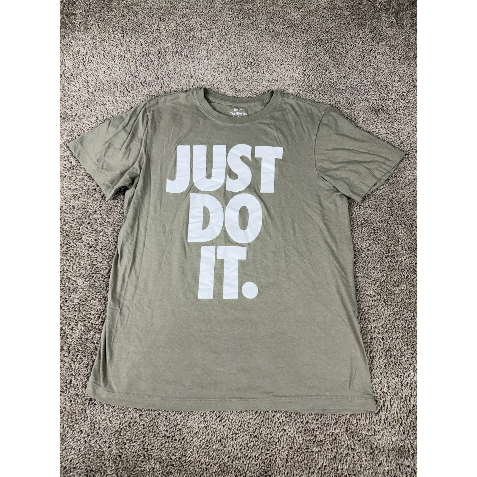 Nike Shirt Mens Medium Gray White Just Do It Short Sleeve Jdi Cotton Casual